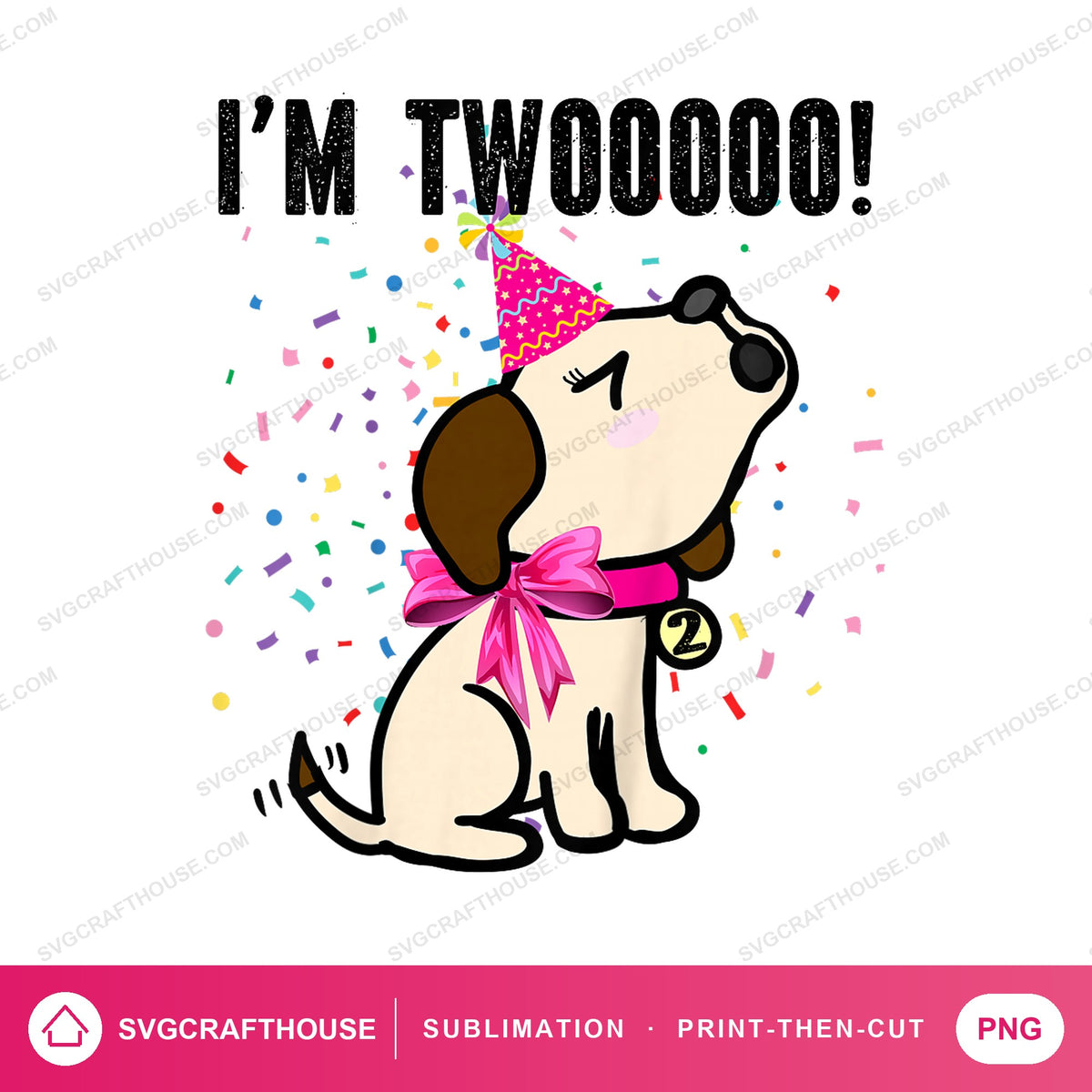 I'm Twooooo Puppy Birthday PNG | Sublimation Design — Single Design mockup 1