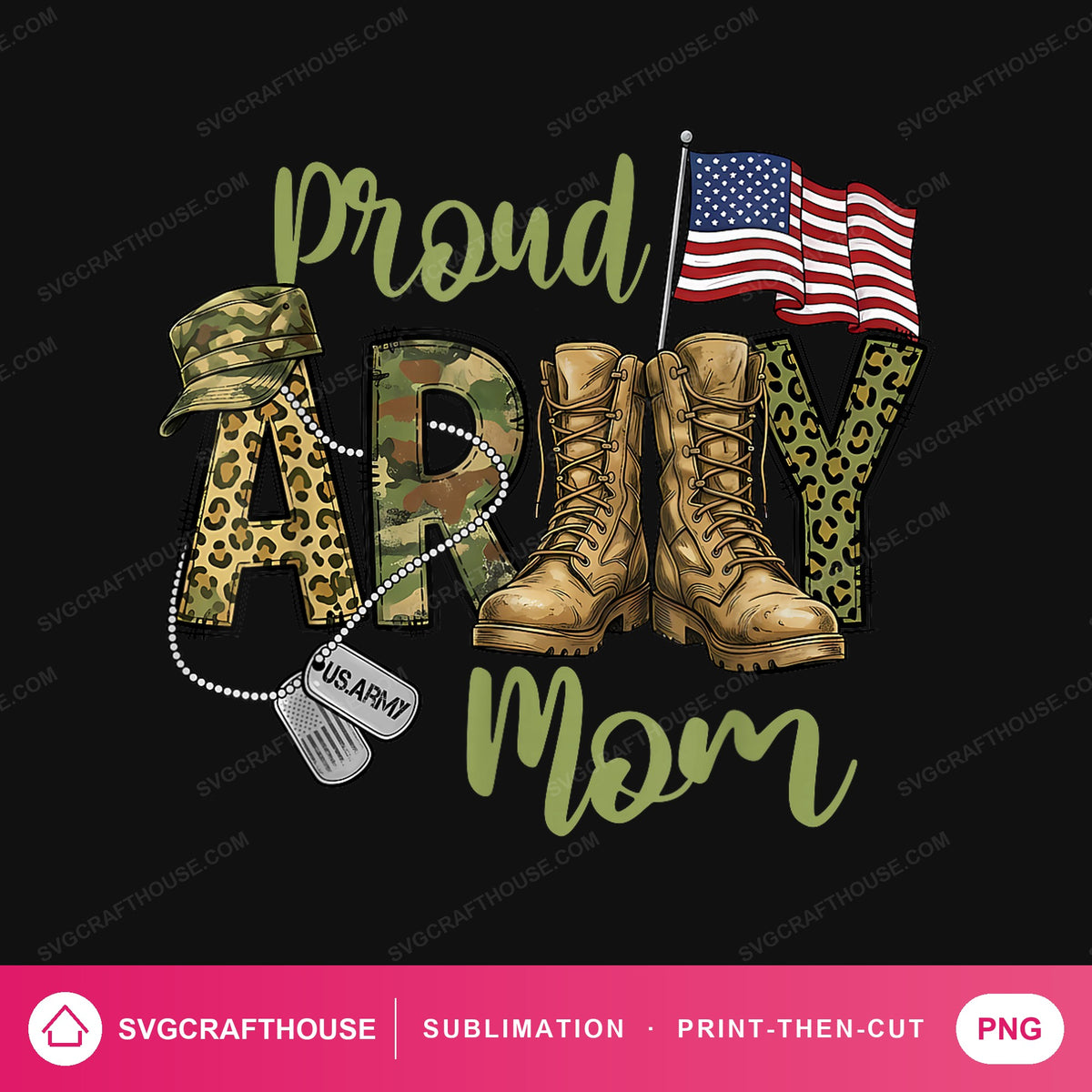 Proud Army Mom PNG | Sublimation Design — Single Design mockup 1