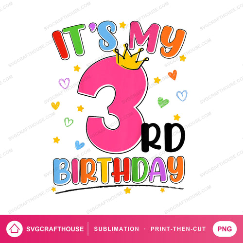It's My 3rd Birthday Crown PNG | Sublimation Design — Single Design mockup 1
