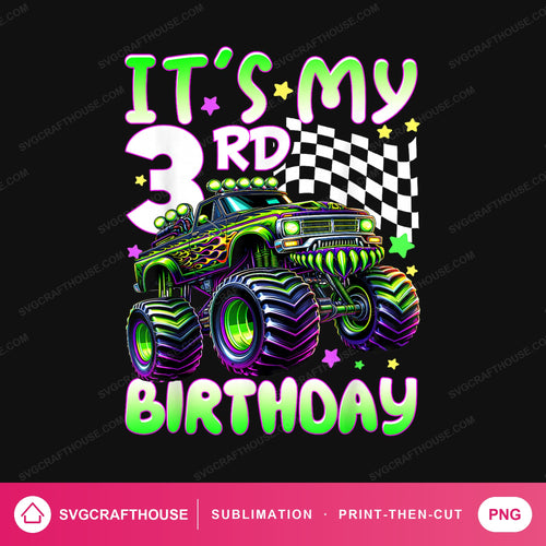 It's My 3rd Birthday Monster Truck PNG | Sublimation Design — Single Design mockup 1